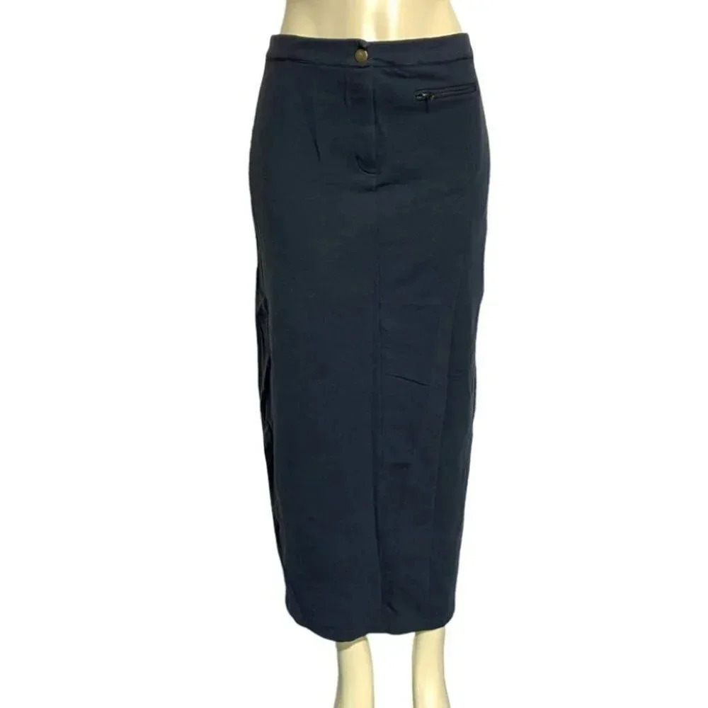 Vintage Strathmore‎ M black cotton straight long casual skirt